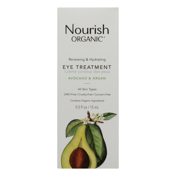 Nourish Organic Eye Treatment Cream - Renewing and Cooling - Avocado and Argan Oil - .5 Ounce