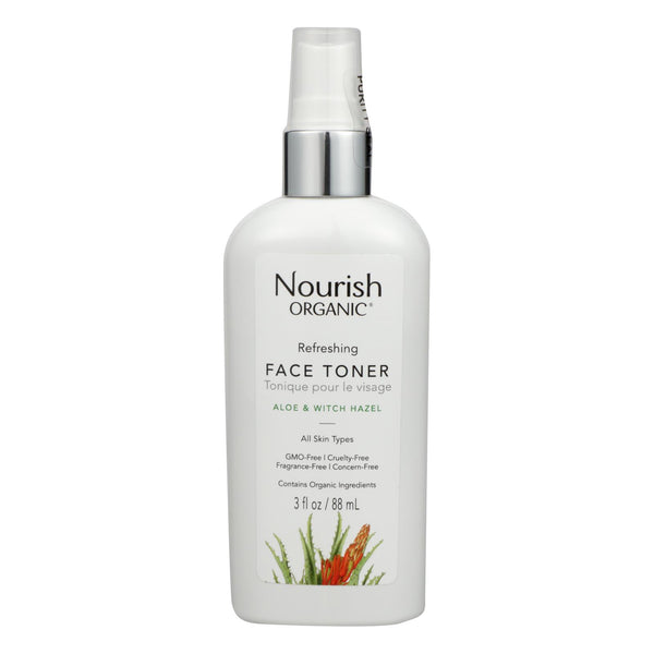 Nourish Organic Face Toner - Refreshing and Balancing - Rosewater and Witch Hazel - 3 Ounce