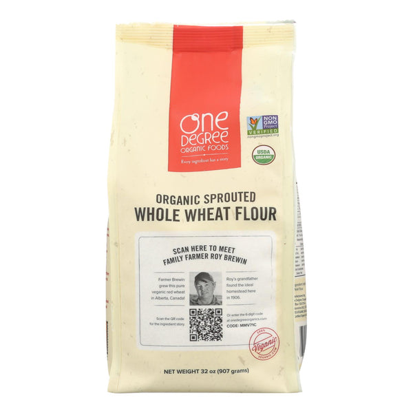 One Degree Organic Foods Sprouted Flour - Whole Wheat - Case of 6 - 32 Ounce.