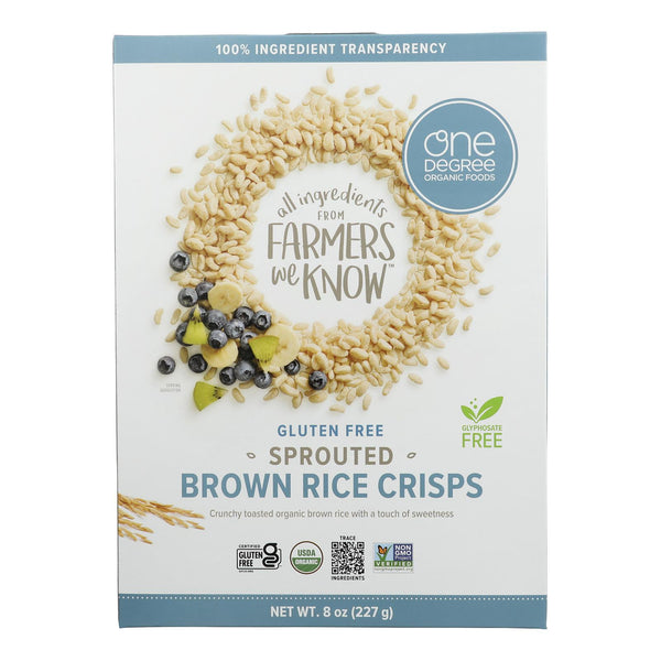 One Degree Organic Foods Sprouted Brown Rice - Crisps Cereal - Case of 6 - 8 Ounce.