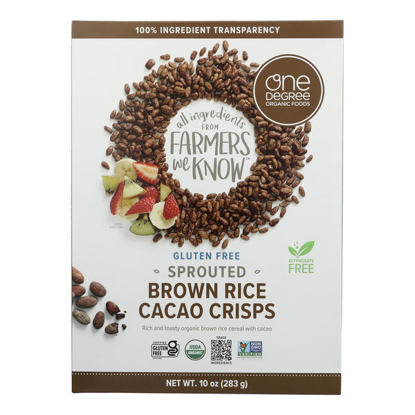 One Degree Organic Foods Sprouted Brown Rice - Cacao Crisps - Case of 6 - 10 Ounce.