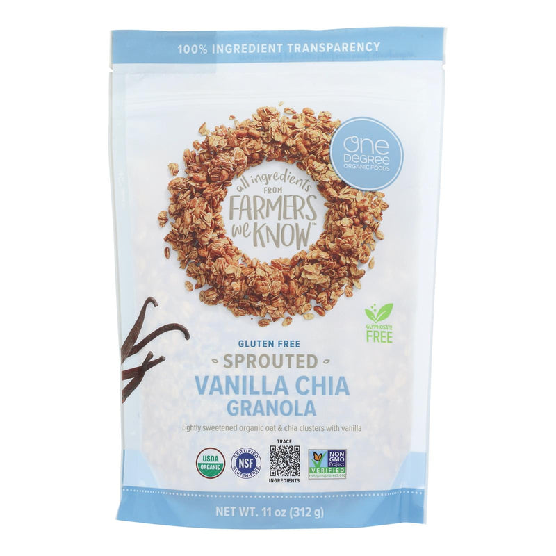 One Degree Organic Foods Sprouted Oat Granola - Vanilla Chia - Case of 6 - 11 Ounce.