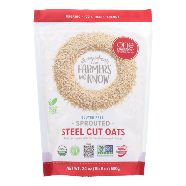 One Degree Organic Foods Organic Steel Cut Oats - Sprouted - Case of 4 - 24 Ounce