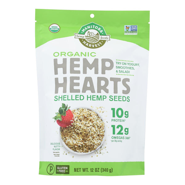 Manitoba Harvest Certified Organic Hemp Hearts Shelled Hemp Seed- Case of 6 - 12 Ounce