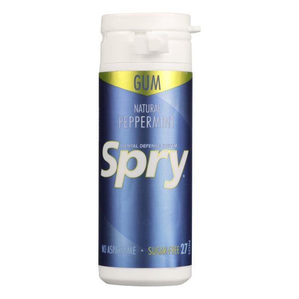 Spry All Natural Peppermint Chewing Gum  - Case of 6 - 27 Count
