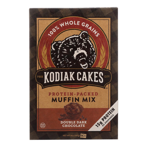 Kodiak Cakes Power Bake Double Dark Chocolate Protein Packed Muffin Mix  - Case of 6 - 14 Ounce