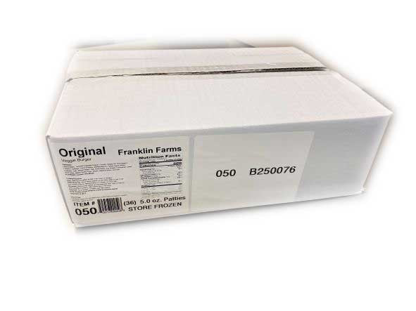 Franklin Farms Original Veggie Burger 36 Count Packs - 1 Per Case.