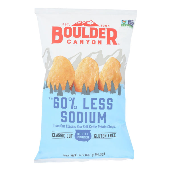 Boulder Canyon Kettle Cooked Potato Chips, 60% Lower Sodium  - Case of 12 - 6.5 Ounce