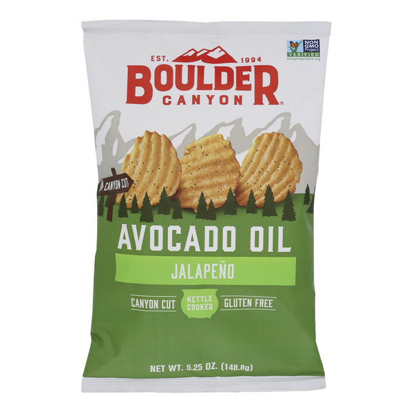 Boulder Canyon - Kettle Chips - Avocado Oil Jalapeno - Case of 12 - 5.25 Ounce.