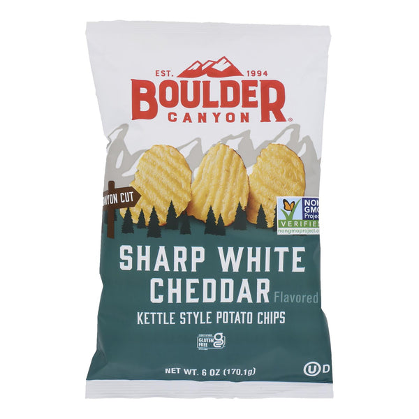 Boulder Canyon Natural Foods - Kettle Chips Wht Cheddar - Case of 12 - 6 Ounce