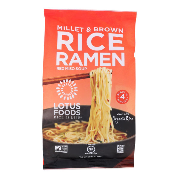 Lotus Foods Ramen - Organic - Millet and Brown Rice - with Miso Soup - 2.8 Ounce - case of 10