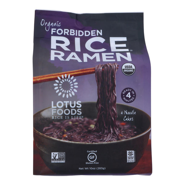 Lotus Foods Ramen - Organic - Forbidden Rice - 4 Ramen Cakes - 10 Ounce - case of 6