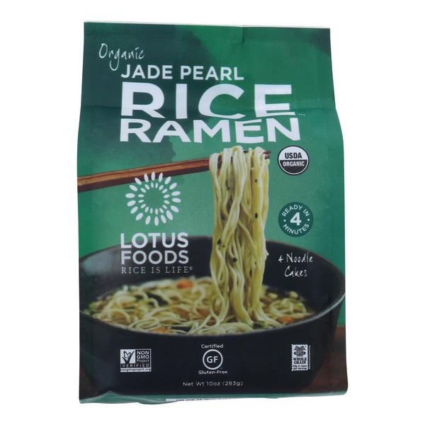 Lotus Foods Ramen - Organic - Jade Pearl Rice - 4 Ramen Cakes - 10 Ounce - case of 6
