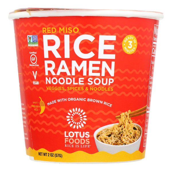 Lotus Foods Red Miso Rice Ramen Noodle Soup - Case of 6 - 2 Ounce