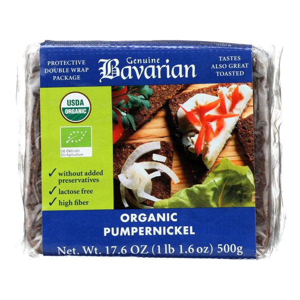 Genuine Bavarian Organic Bread - Pumpernickel - Case of 6 - 17.6 Ounce.