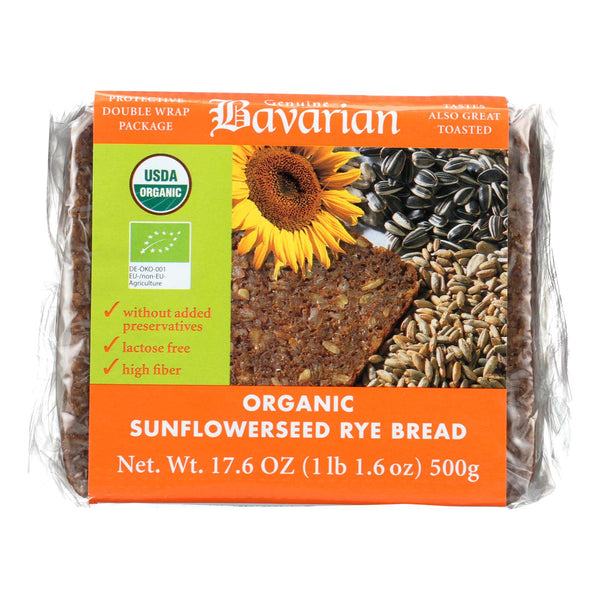 Genuine Bavarian Organic Bread - Sunflower seed Rey - Case of 6 - 17.6 Ounce.