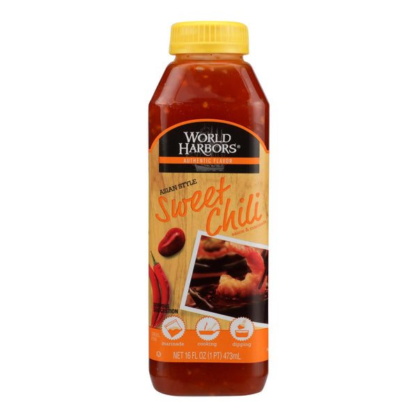 World Harbor Roasted Asian Style Sweet Chili Marinade and Sauce - Case of 6 - 16 Fl Ounce.