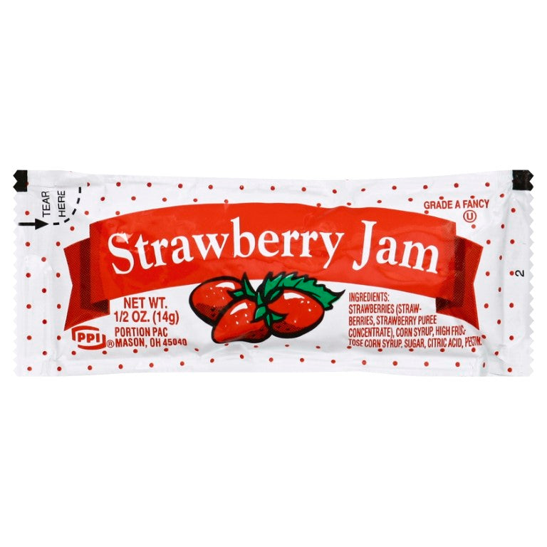 PPI Single Serve Strawberry Jam 0.5 Ounce Packets 200 Per Case
