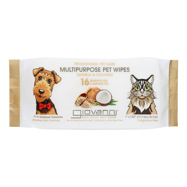 Giovanni Hair Care Products - Pet Wipes Oat & Coconut - 1 Each-75 Count