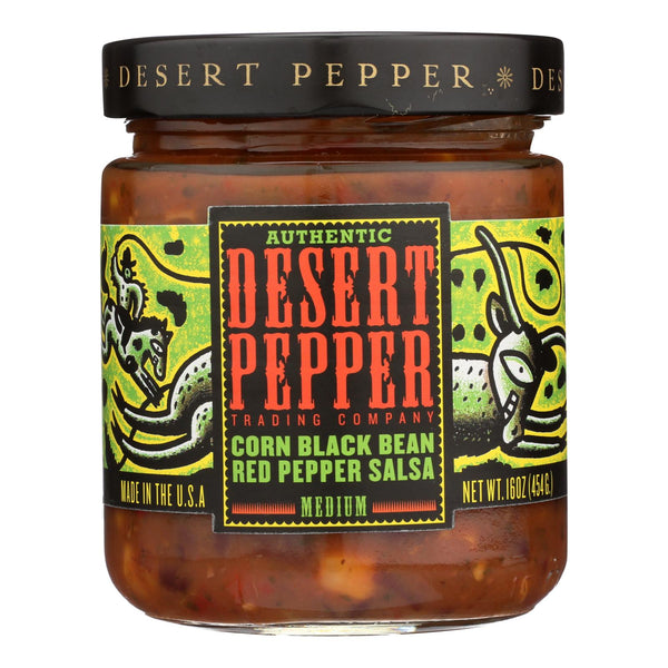Desert Pepper Trading - Medium Corn Black Bean Red Pepper Salsa - Case of 6 - 16 Ounce.