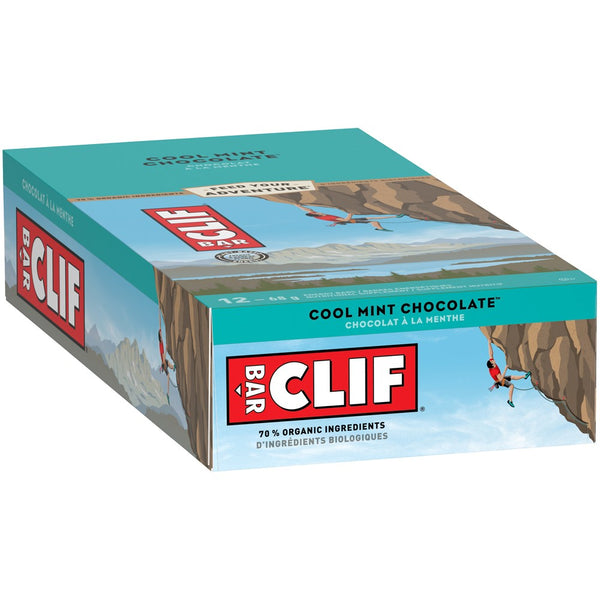Clif Bar Cool Mint Chocolate Protein Energy Bars With Caffeine 2.4 Ounce Size - 192 Per Case.