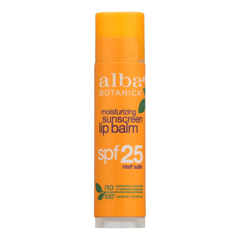 Alba Botanica - Moisturizing Sunscreen Lip Balm SPF 25 - 0.15 Ounce - Case of 24