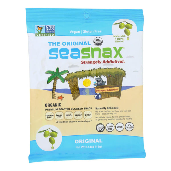 Seasnax Organic Premium Roasted Seaweed Snack - Original - Case of 16 - 0.54 Ounce.