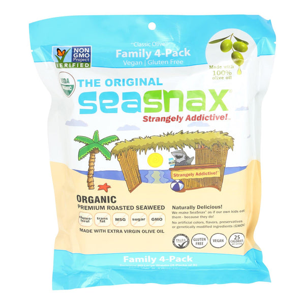 Seasnax Organic Premium Roasted Seaweed Snack - Original - Case of 4 - 2.16 Ounce.
