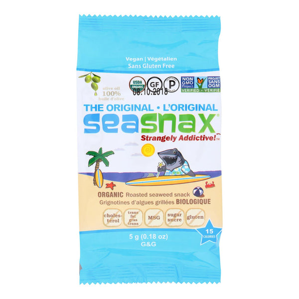 Seasnax Organic Seasnax Original Roasted Seaweed Snack - Case of 24 - 0.18 Ounce.