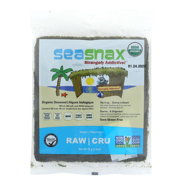 Seasnax Raw Seaweed Snack - Case of 16 - 1 Ounce.