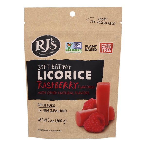 Rj's Licorice Soft Eating Licorice - Raspberry - Case of 8 - 7.05 Ounce