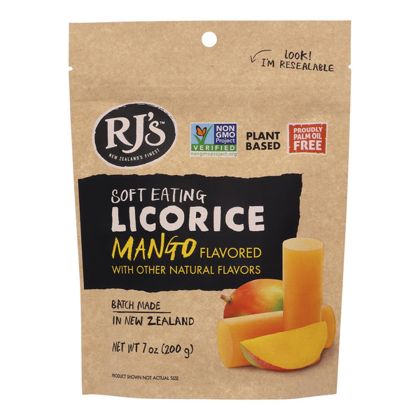 Rj's Licorice Soft Eating Licorice - Mango - Case of 8 - 7.05 Ounce