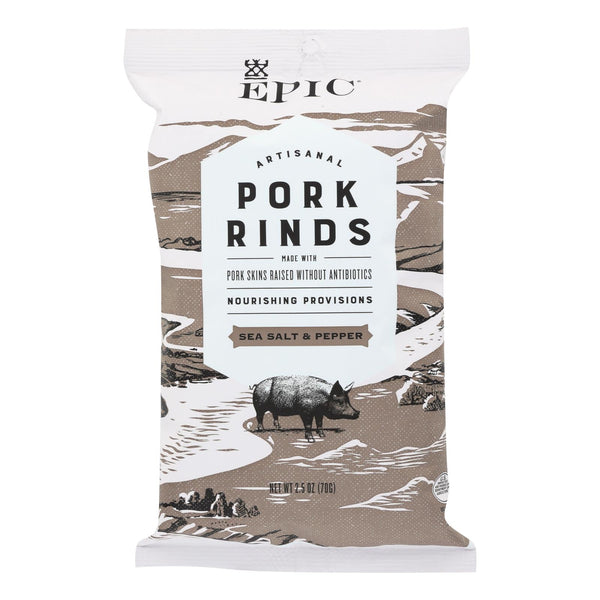 Epic - Pork Rinds - Sea Salt and Pepper - Case of 12 - 2.5 Ounce.