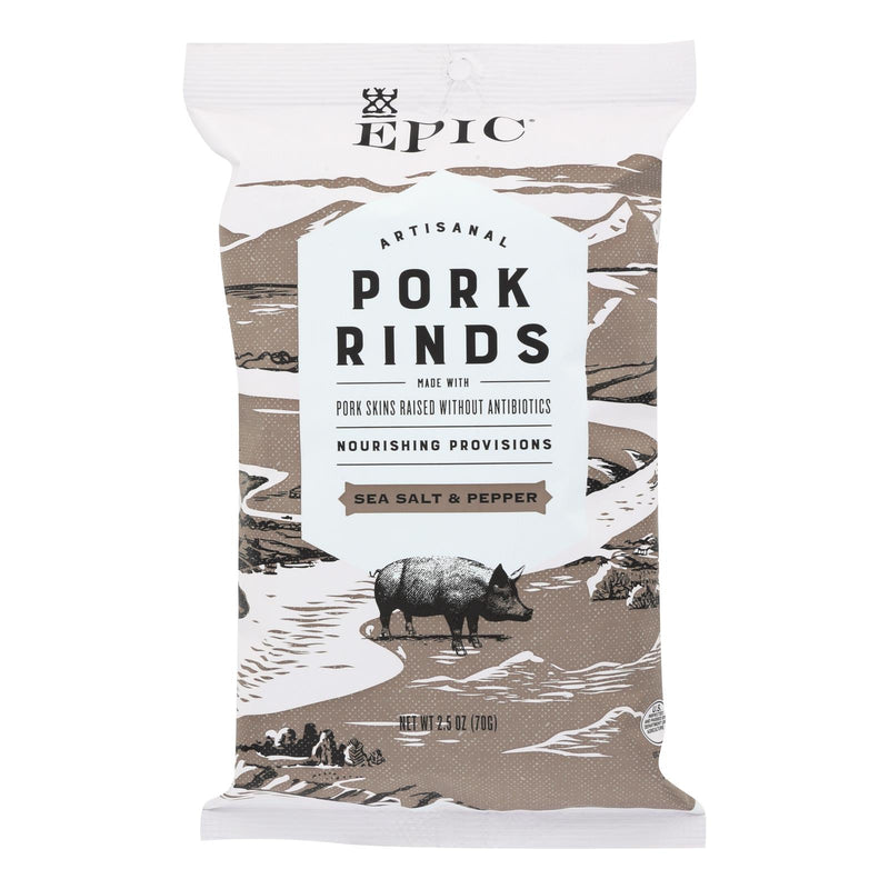 Epic - Pork Rinds - Sea Salt and Pepper - Case of 12 - 2.5 Ounce.