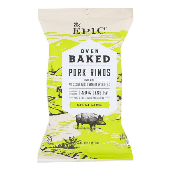 Epic Chili Lime Oven Baked Pork Rinds  - Case of 12 - 2.5 Ounce