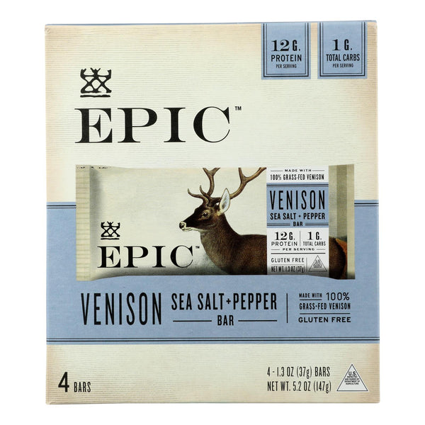 Epic - Bar Venison Sea Salt+ppr - Case of 8-4/1.3 Ounce