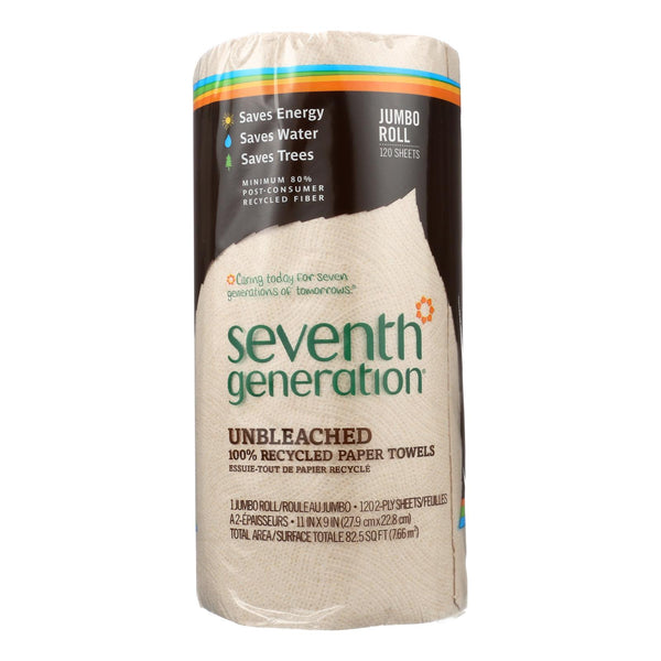 Seventh Generation Recycled Paper Towels - Unbleached - Case of 30 - 120 Count