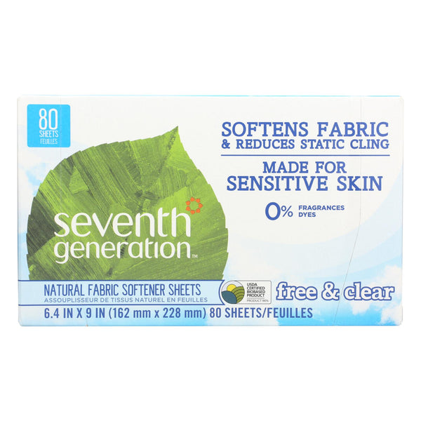 Seventh Generation - Fabric Softener Sheets Fresh & Clear - Case of 4-80 Count