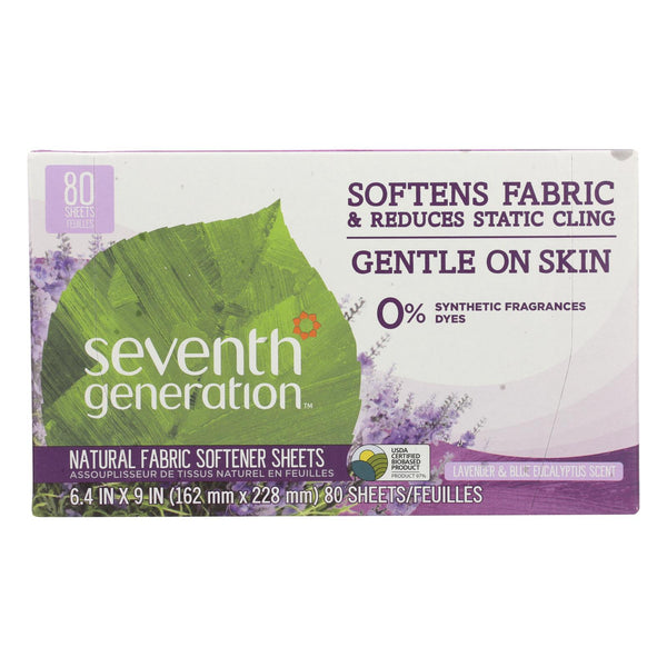 Seventh Generation - Fabric Softener Sheets Eucalyptus & Lavender - Case of 4-80 Count