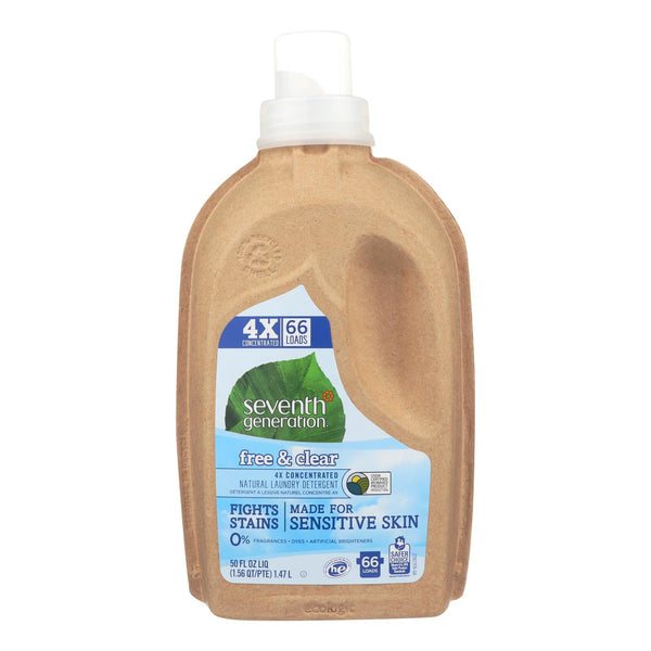 Seventh Generation Natural 4X Concentrated Laundry Detergent - Free and Clear - Case of 6 - 50 Fl Ounce.