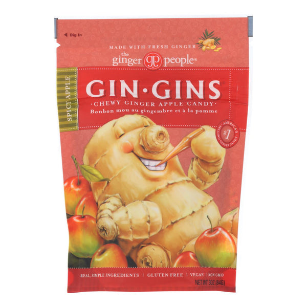 Ginger People Chewy Ginger Candy - Spicy Apple - Case of 12 - 3 Ounce.