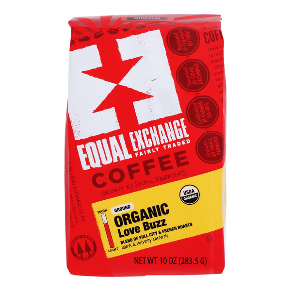 Equal Exchange Authentic Fair Trade Small Farmer Coffee, Love Buzz  - Case of 6 - 12 Ounce