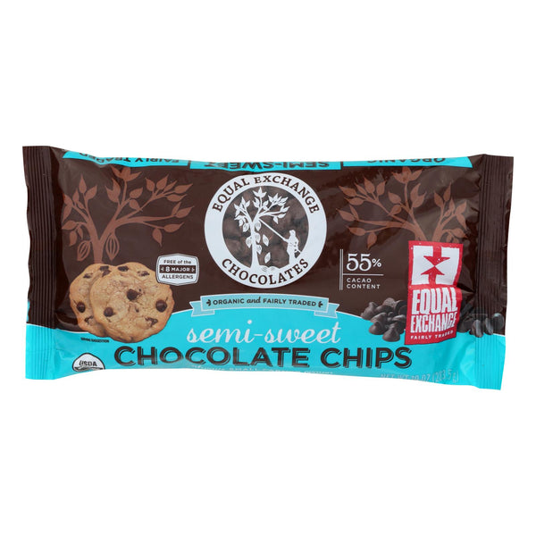 Equal Exchange Organic Chocolate Chips - Semi-Sweet - Case of 12 - 10 Ounce.