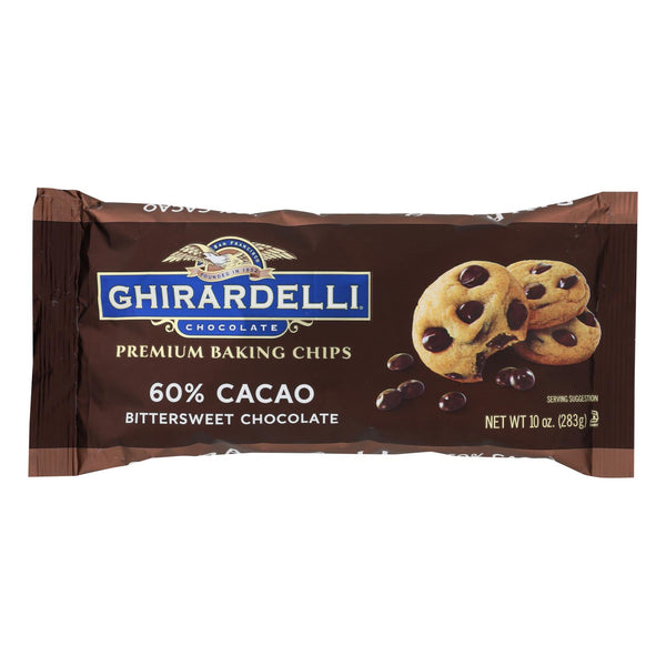 Ghirardelli Cacao Bittersweet - Chocolate Baking Chips - Case of 12 - 10 Ounce.