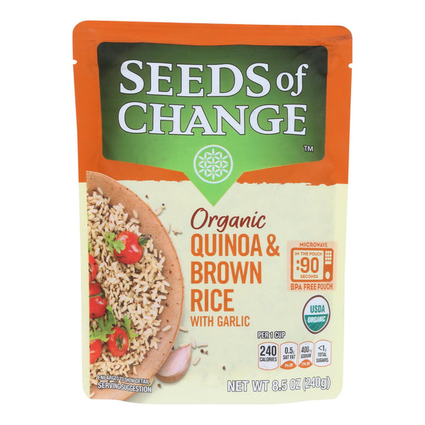 Seeds of Change Organic Quinoa and Brown Rice with Garlic - Case of 12 - 8.5 Ounce.