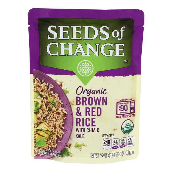 Seeds of Change Organic Brown and Red Rice with Chia and Kale - Case of 12 - 8.5 Ounce