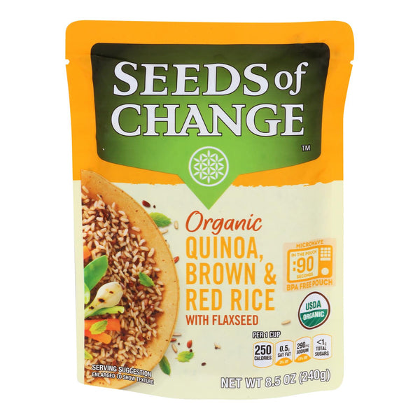 Seeds of Change Organic Quinoa Brown and Red Rice with Flaxseed - Case of 12 - 8.5 Ounce
