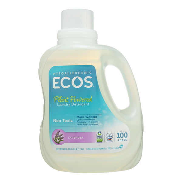Earth Friendly Ecos Ultra 2x All Natural Laundry Detergent - Lavender - Case of 4 - 100 fl Ounce