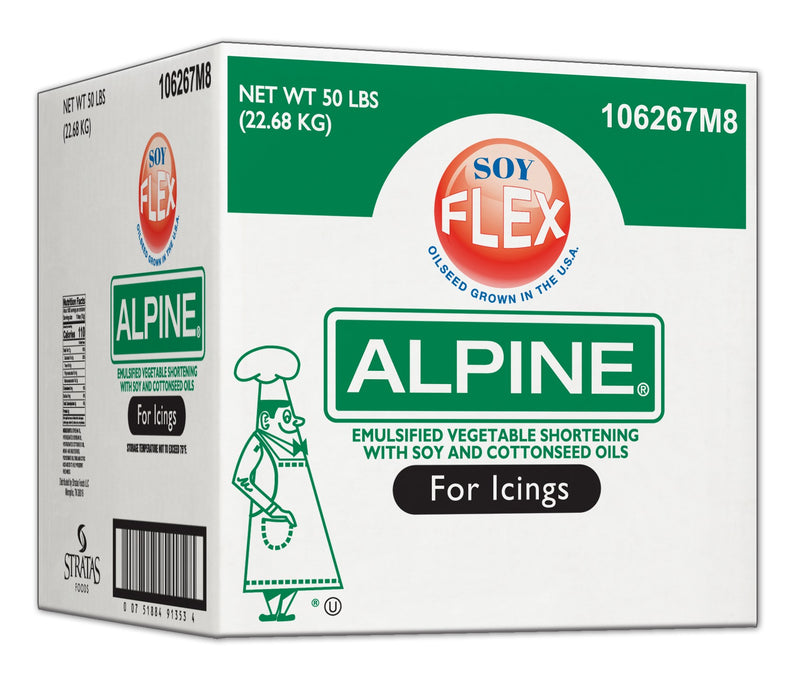 Alpine Soy Flex Emulsified Vegetable Shortening For Icings, 50 Pounds- 1 Per Case.