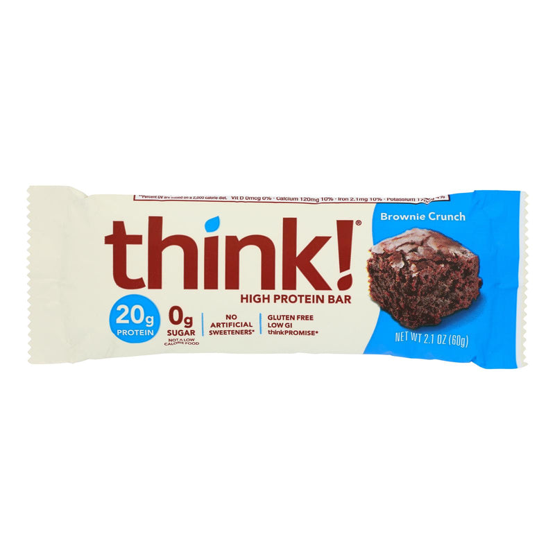 Think Products Thin Bar - Brownie Crunch - Case of 10 - 2.1 Ounce